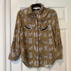 & Other Stories Tiger Print Shirt in Tan and Black